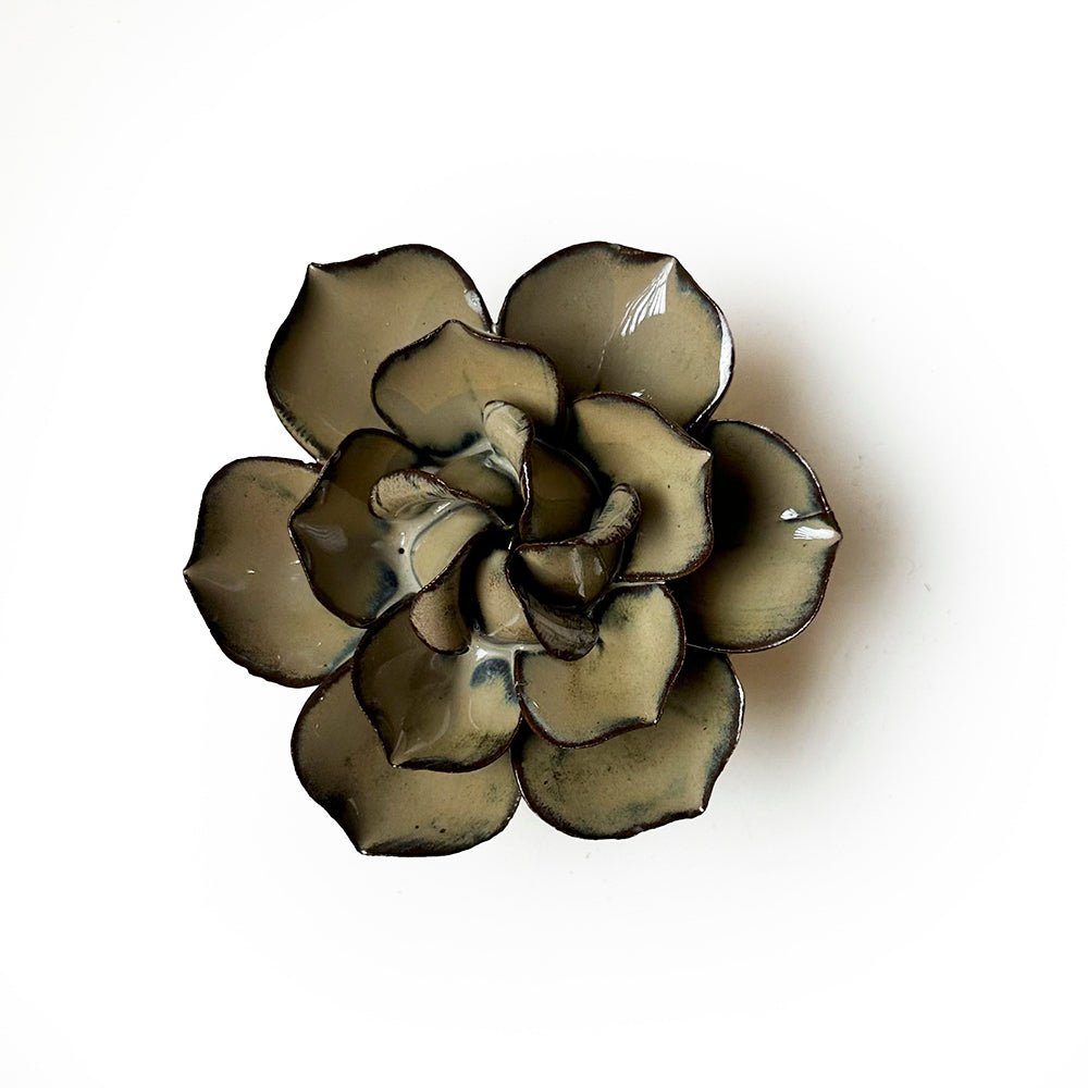 Ceramic Flower Wall Art Small Flower Brown - Chive UK