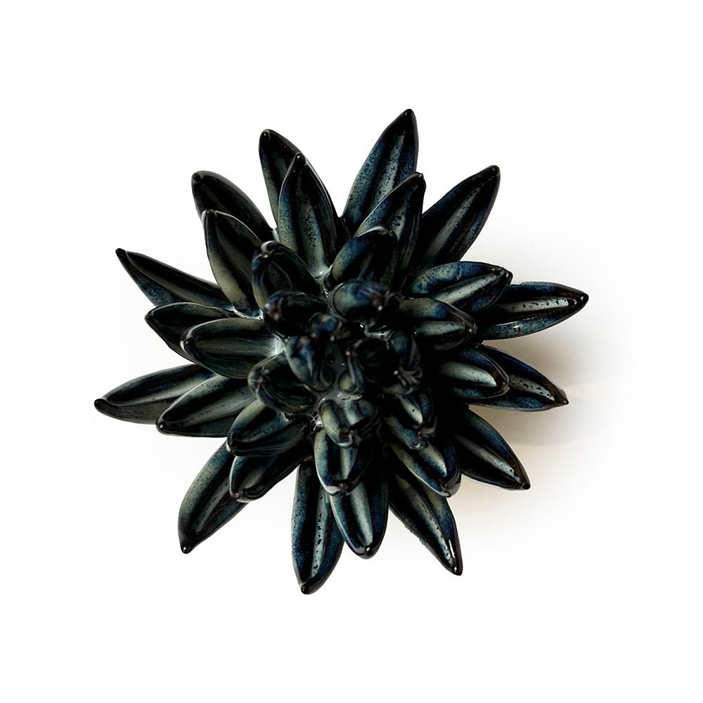 Ceramic Flower Wall Art Small Spikey Black - Chive UK