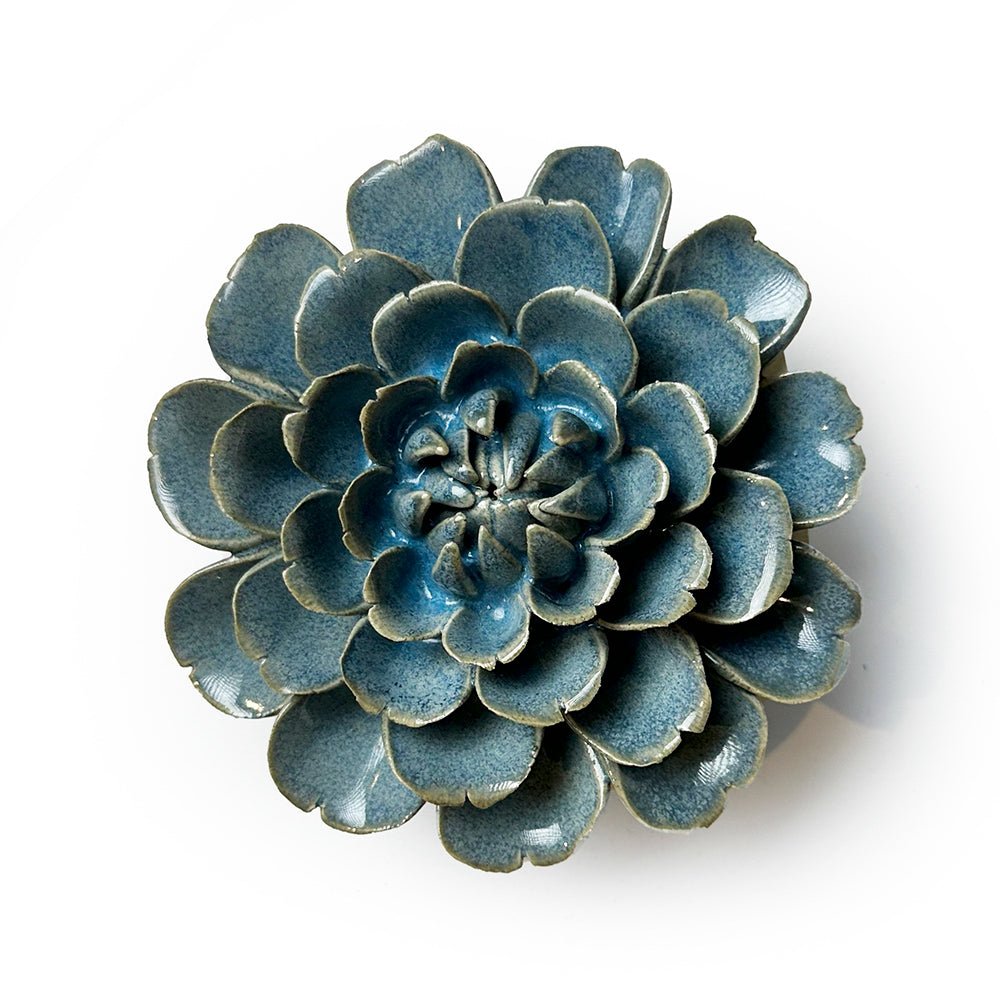 Ceramic Flower Wall Art Medium Flower Blue - Chive UK