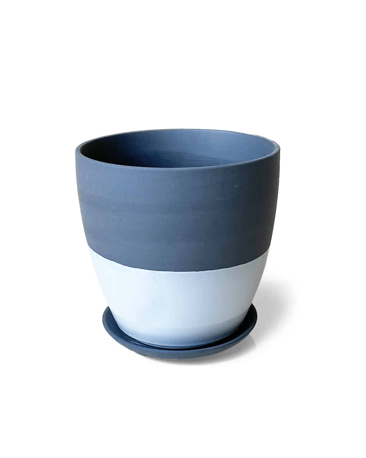 Dyad Porcelain Modern Indoor Plant Pot With Saucer - Chive UK