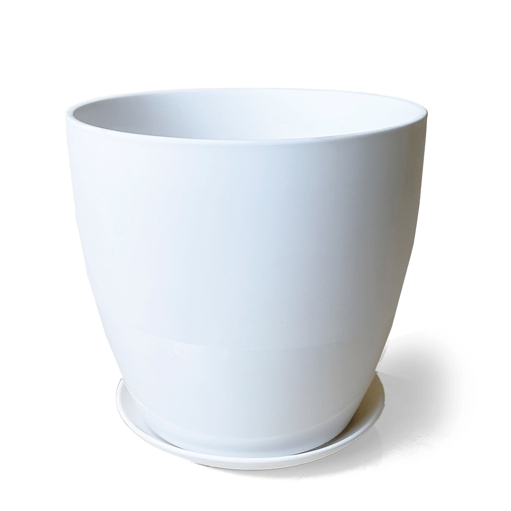 Dyad Porcelain Modern Indoor Plant Pot With Saucer - Chive UK