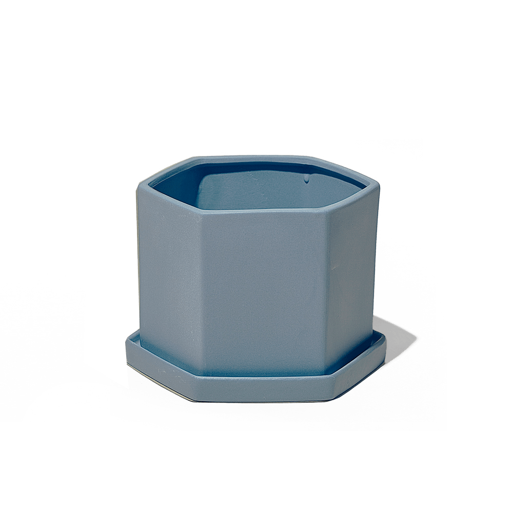 Hexi Porcelain Pot With Drainage Hole - Chive UK