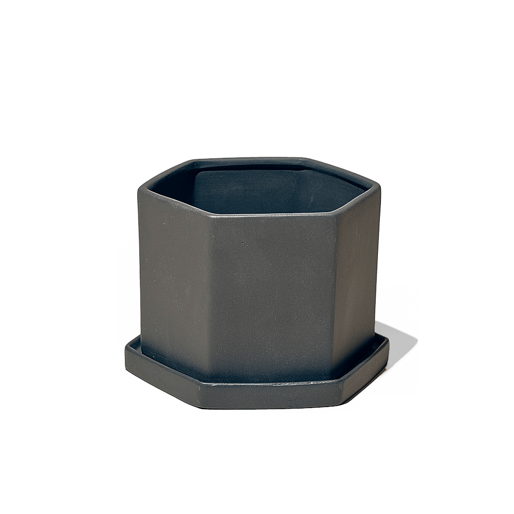 Hexi Porcelain Pot With Drainage Hole - Chive UK