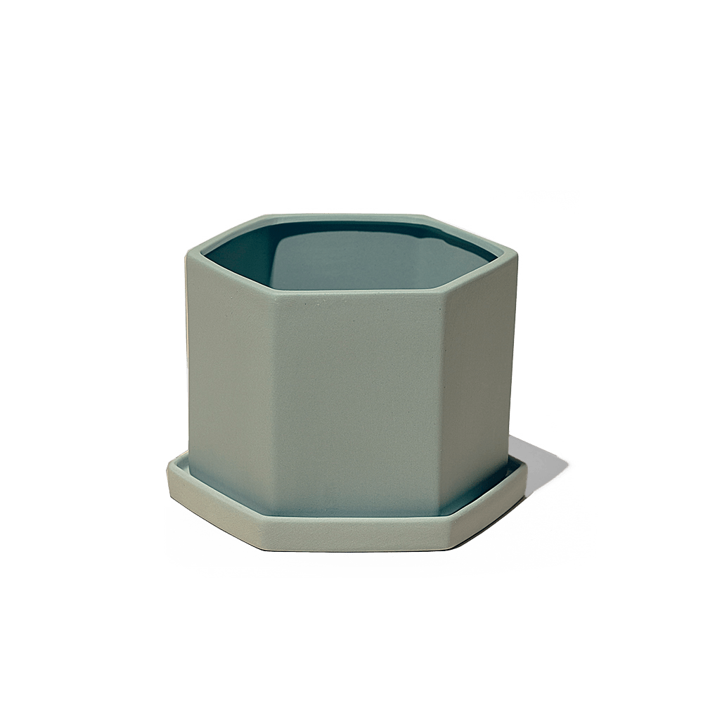 Hexi Porcelain Pot With Drainage Hole - Chive UK