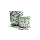 Liberte Porcelain Pot And Saucer Set With Drainage - Chive UK