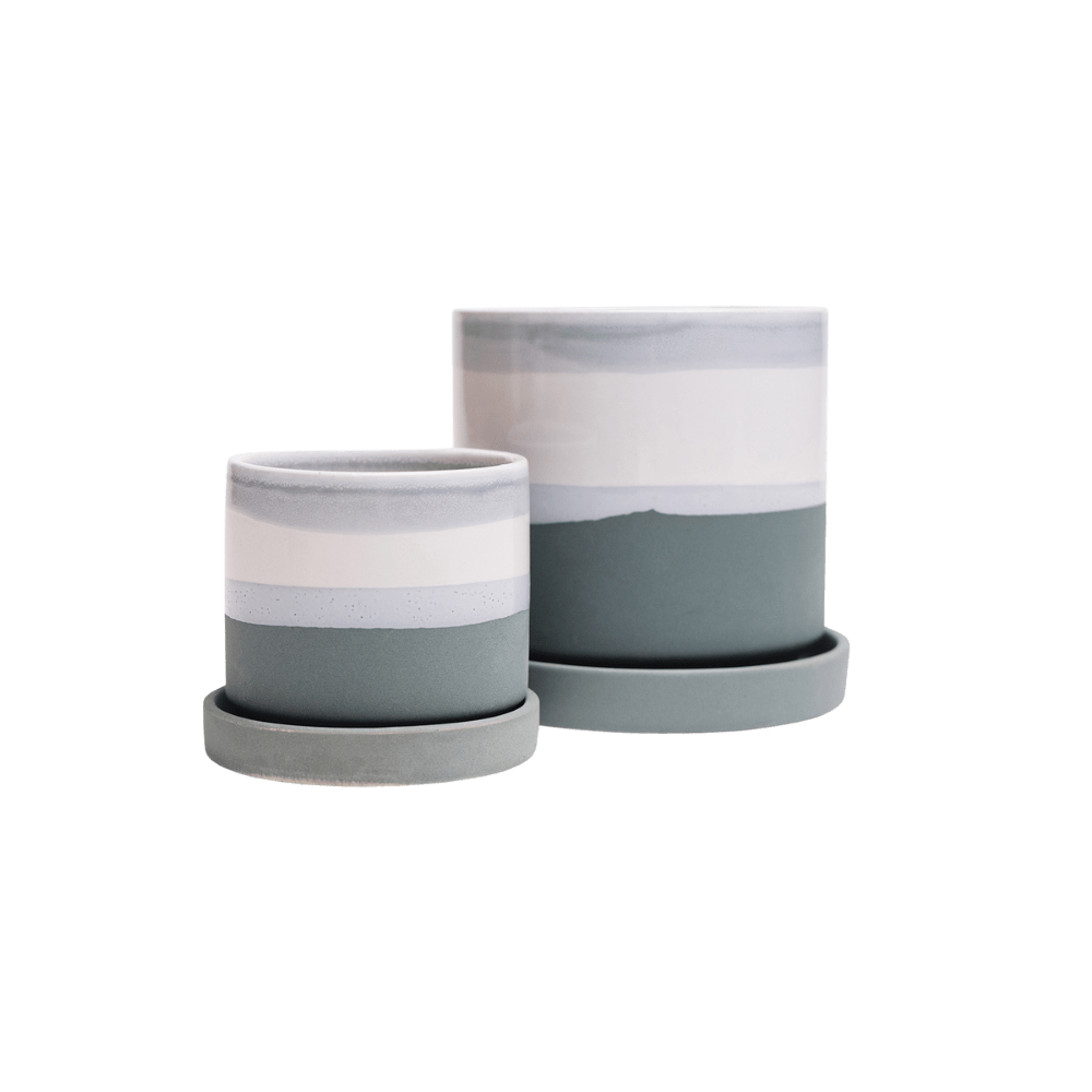 Minute Ceramic Pot And Saucer Set With Drainage - Chive UK