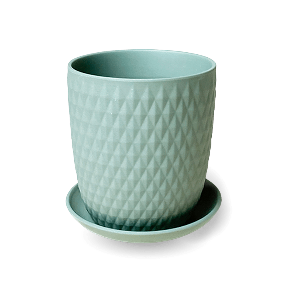 Virago 5" Porcelain Pot With Drainage Hole And Saucer - Chive UK