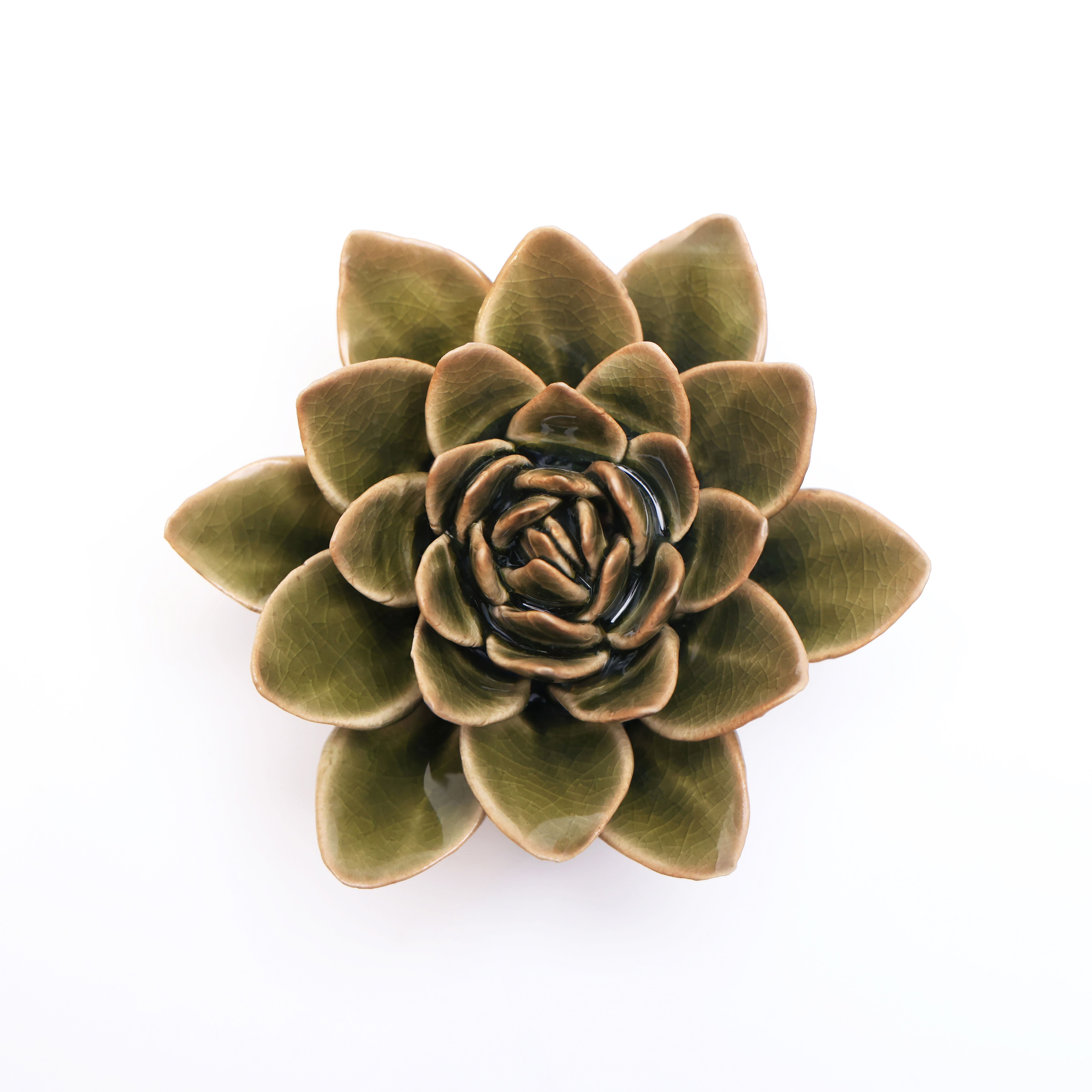 Ceramic Flower Wall Art Dark Green Flower - Chive UK