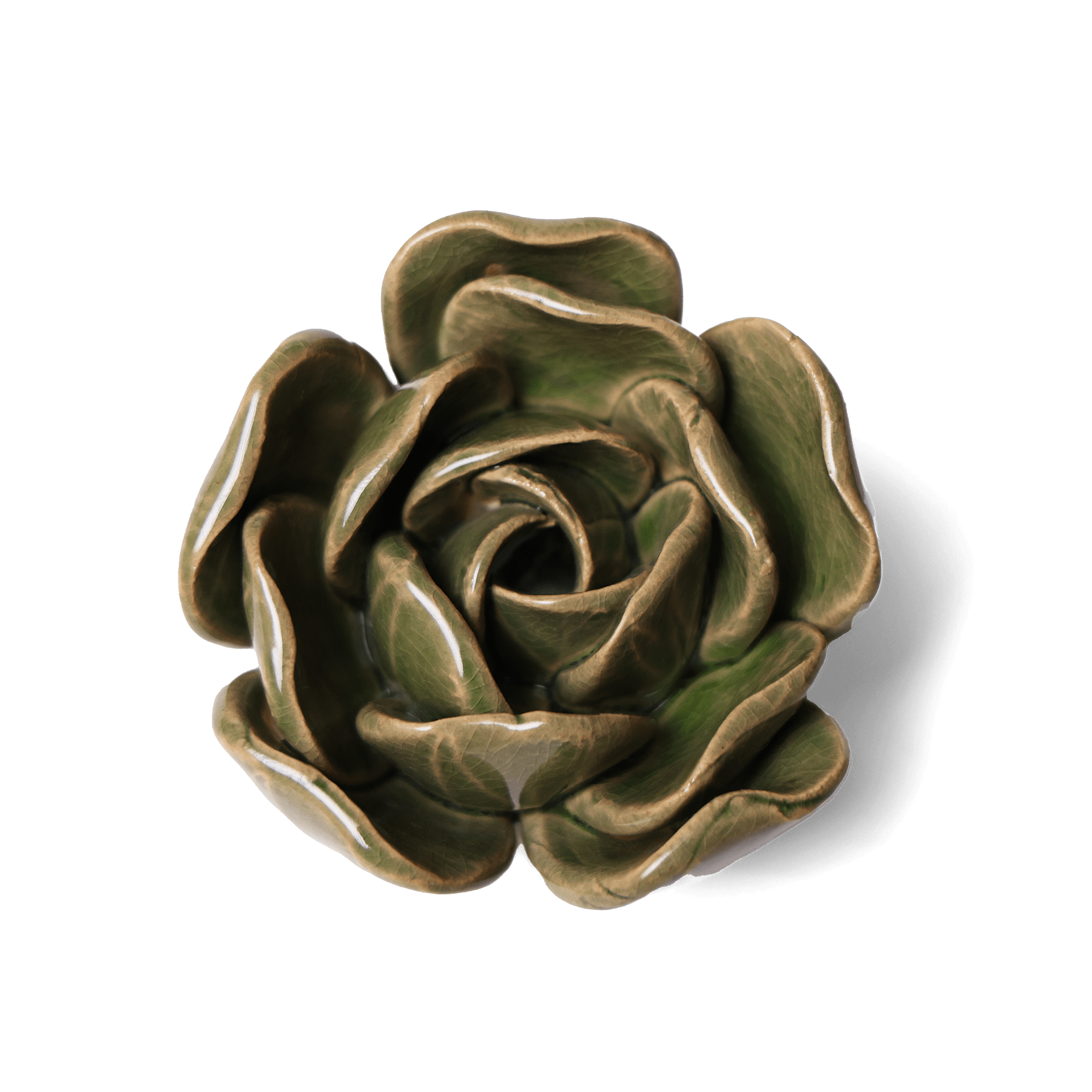 Ceramic Flower Tabletop Art Green Rose 4 - Chive UK