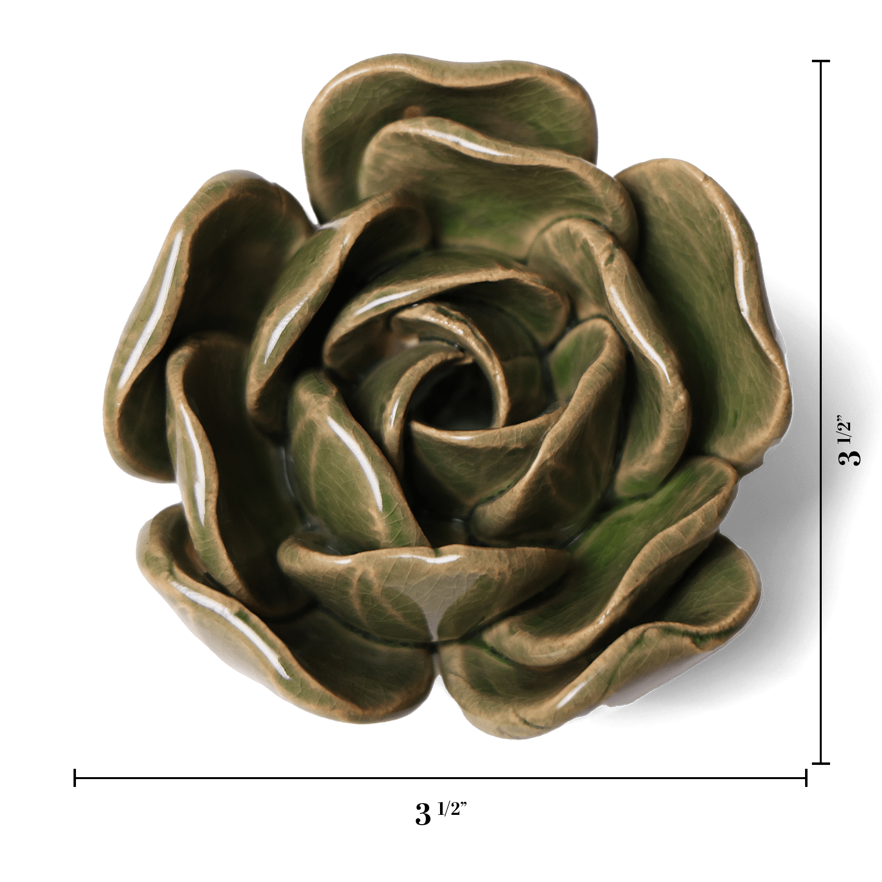 Ceramic Flower Tabletop Art Green Rose 4 - Chive UK