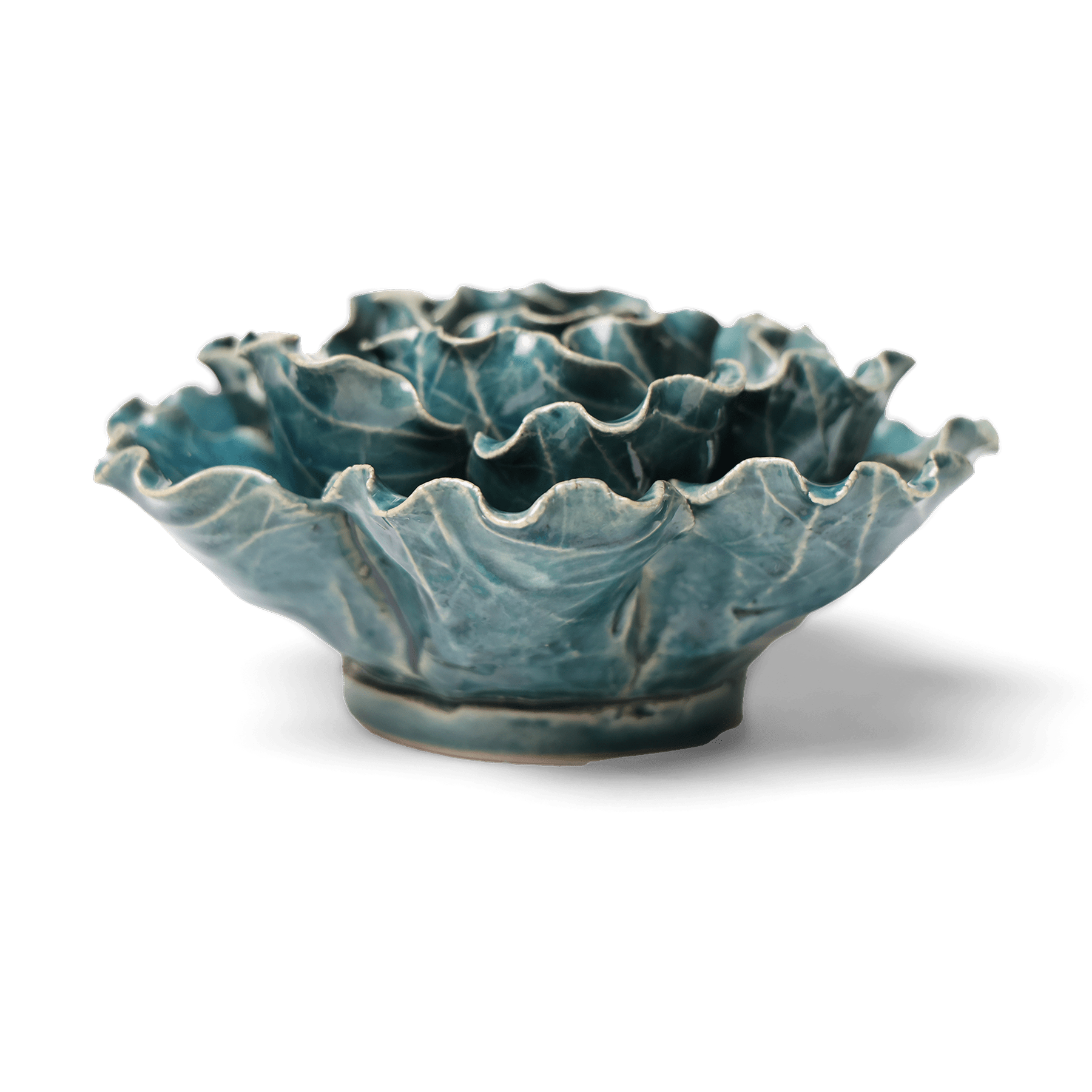 Ceramic Flower Lettuce Teal Large 5 - Chive UK