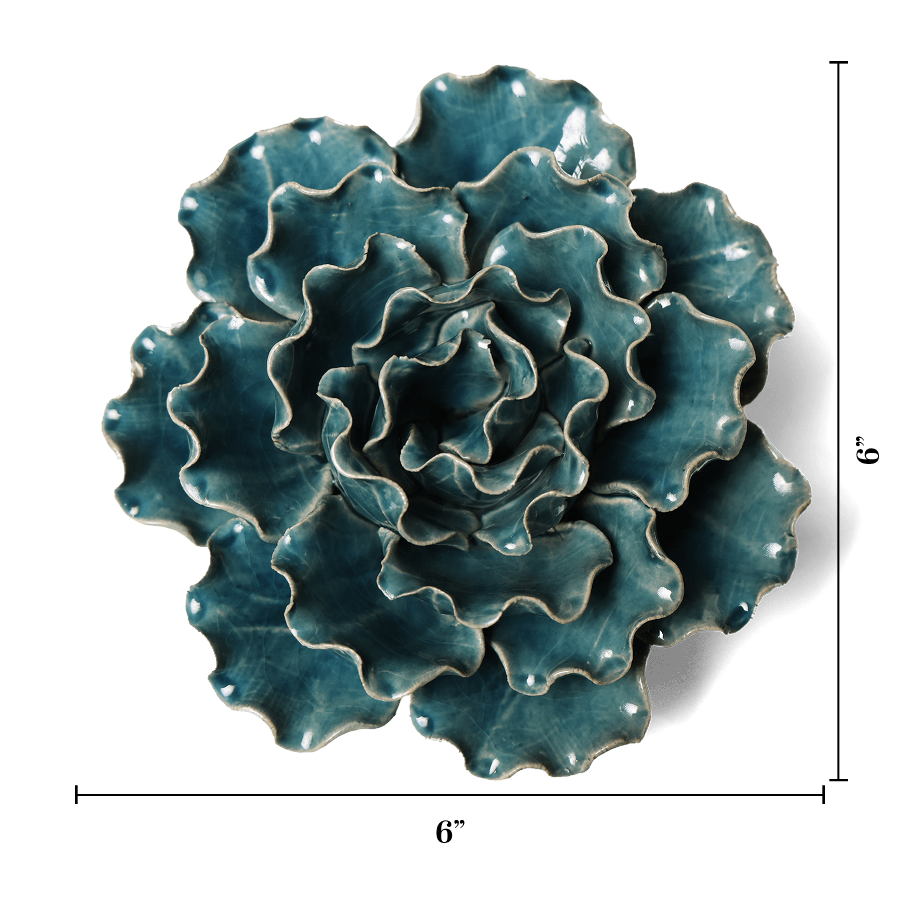 Ceramic Flower Lettuce Teal Large 5 - Chive UK