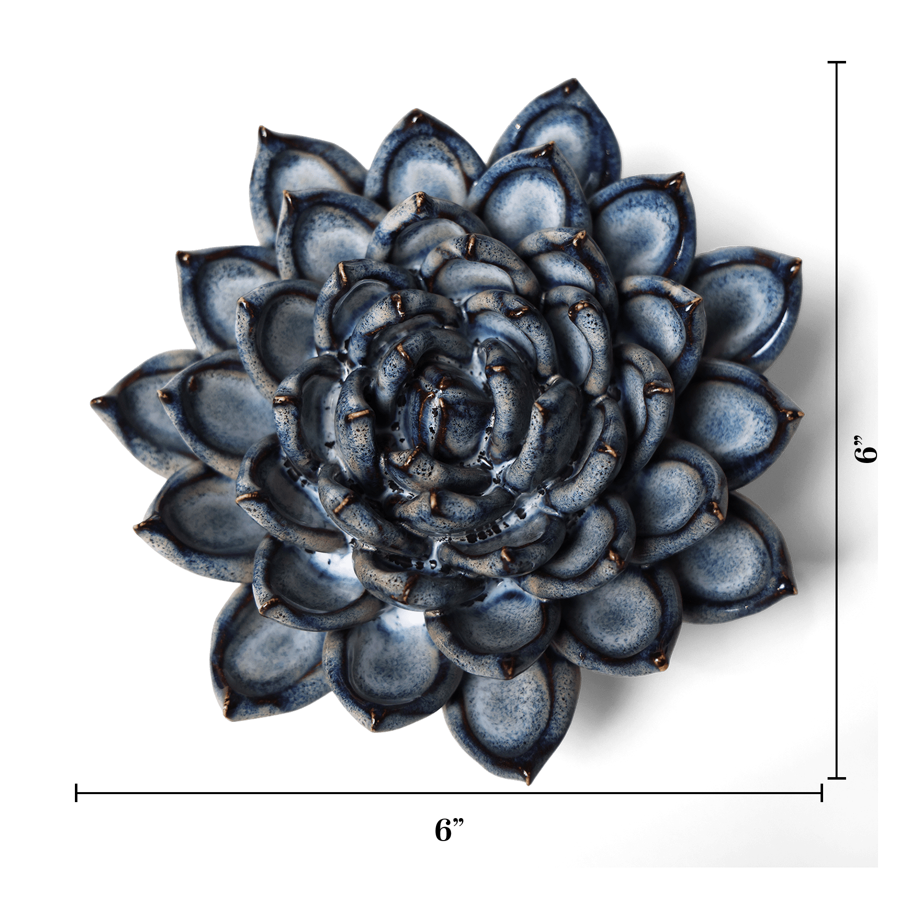 Ceramic Flower Succulent Blue 6 - Chive UK