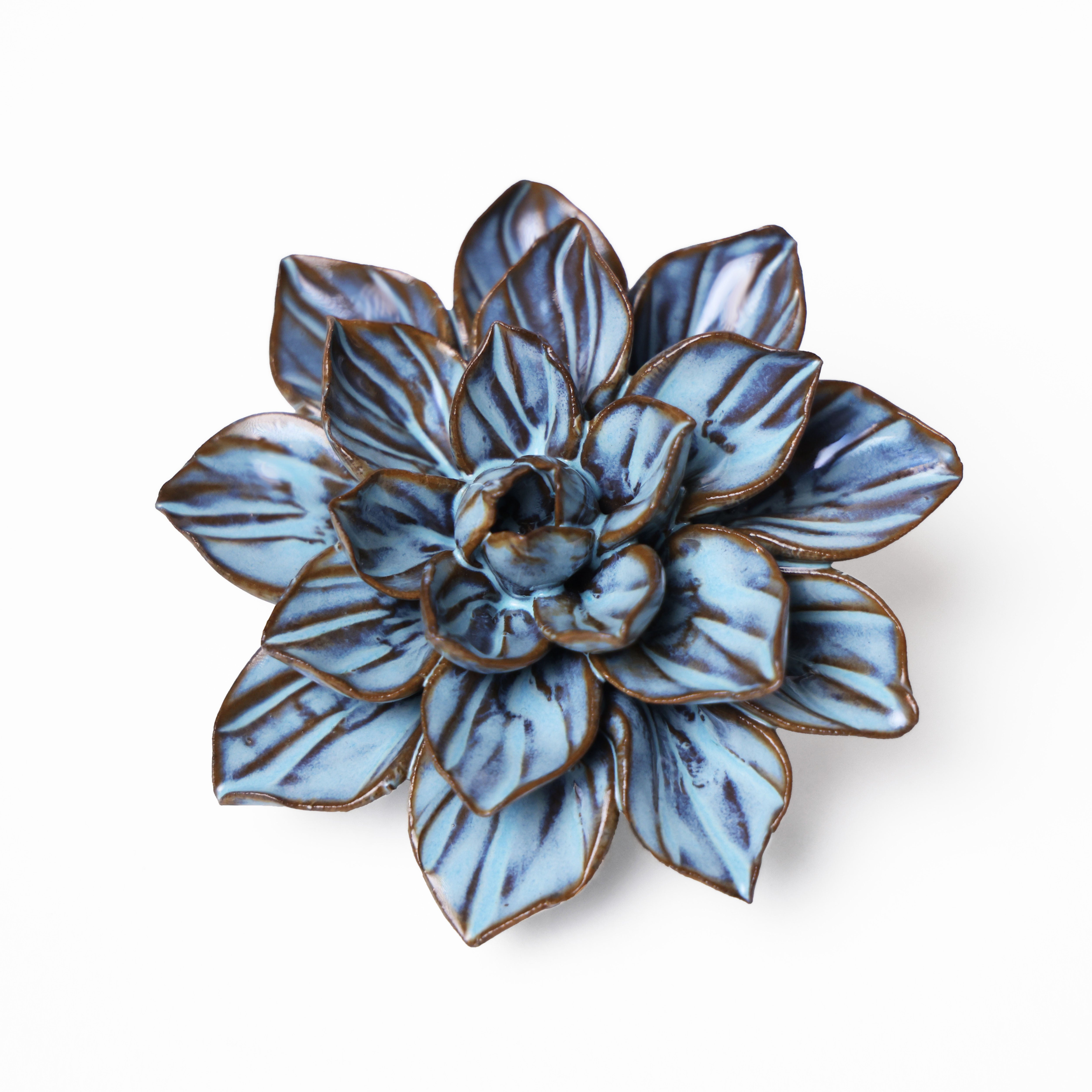 Ceramic Flower Wall Art Small Flower Blue - Chive UK