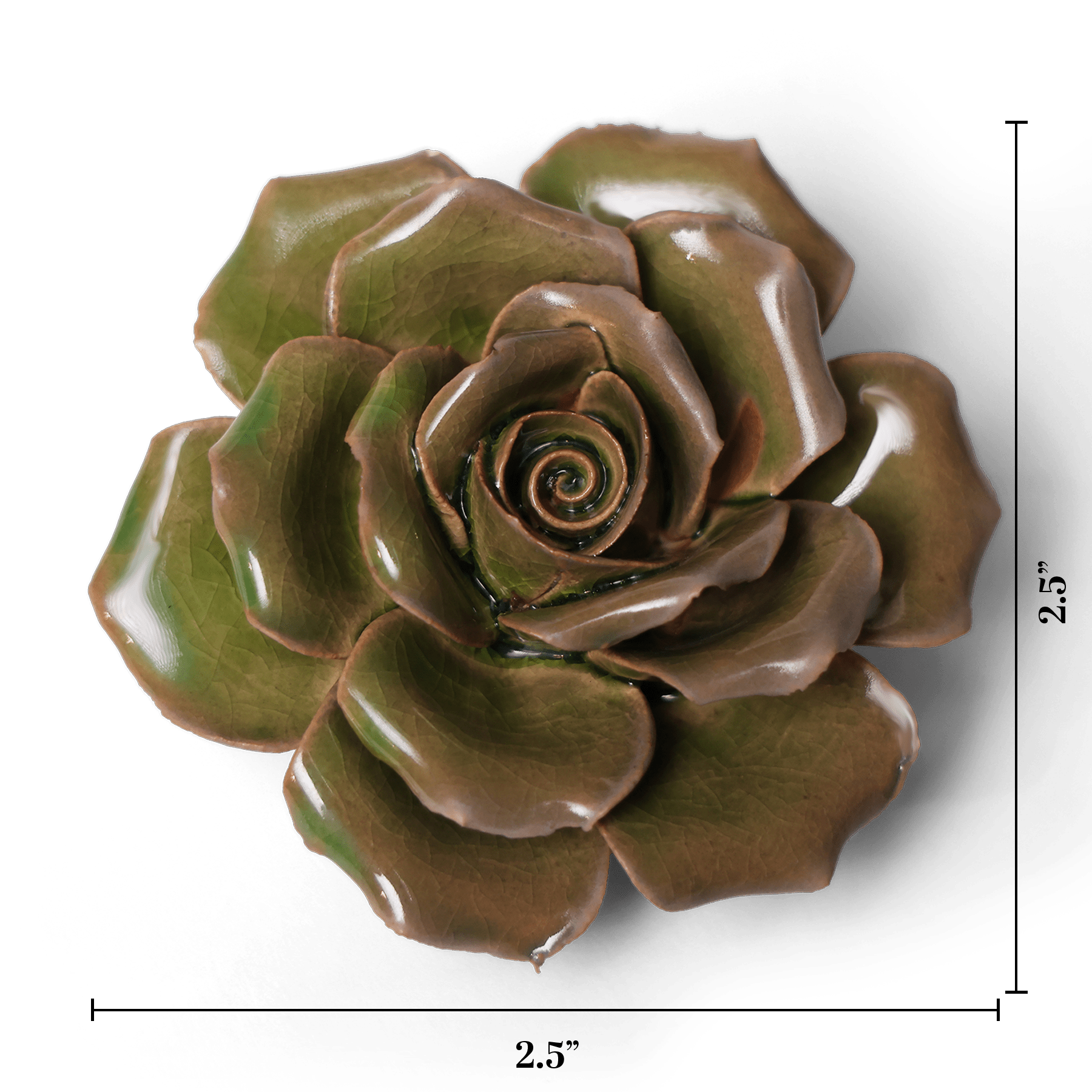 Ceramic Flower Rose Green 9 - Chive UK