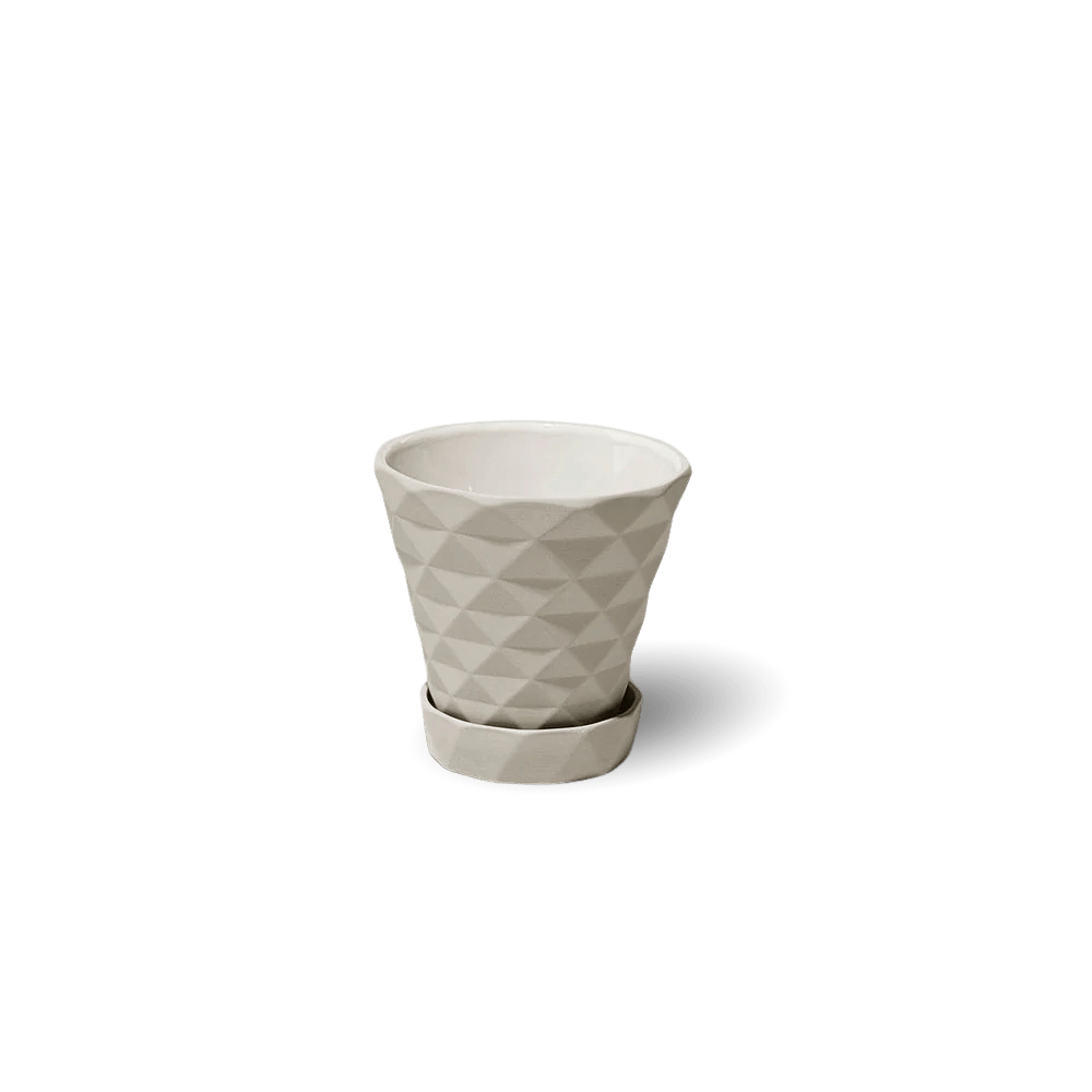 Diamond Porcelain Modern Indoor Plant Pot With Saucer - Chive UK