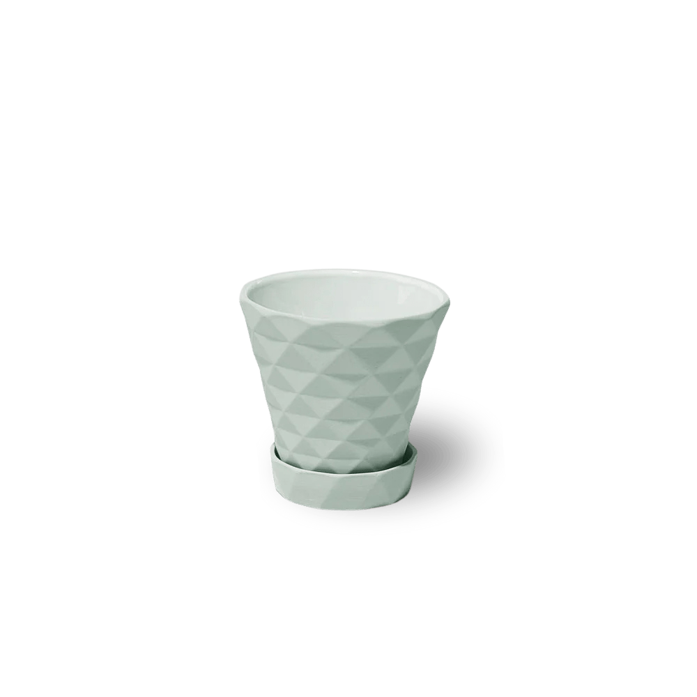 Diamond Porcelain Modern Indoor Plant Pot With Saucer - Chive UK