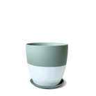 Dyad Porcelain Modern Indoor Plant Pot With Saucer - Chive UK