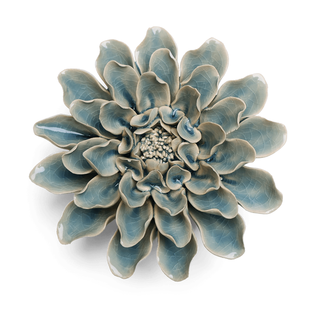 English Garden Ceramic Flower Teal Dinner Plate Dahlia - Chive UK