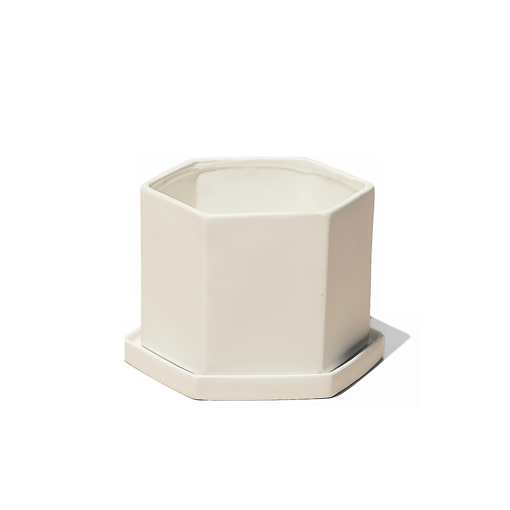 Hexi Porcelain Pot With Drainage Hole - Chive UK