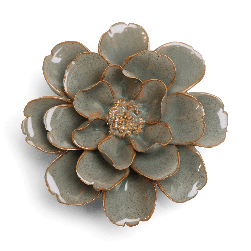 Japan Ceramic Flower Green Grey Hibiscus - Chive UK