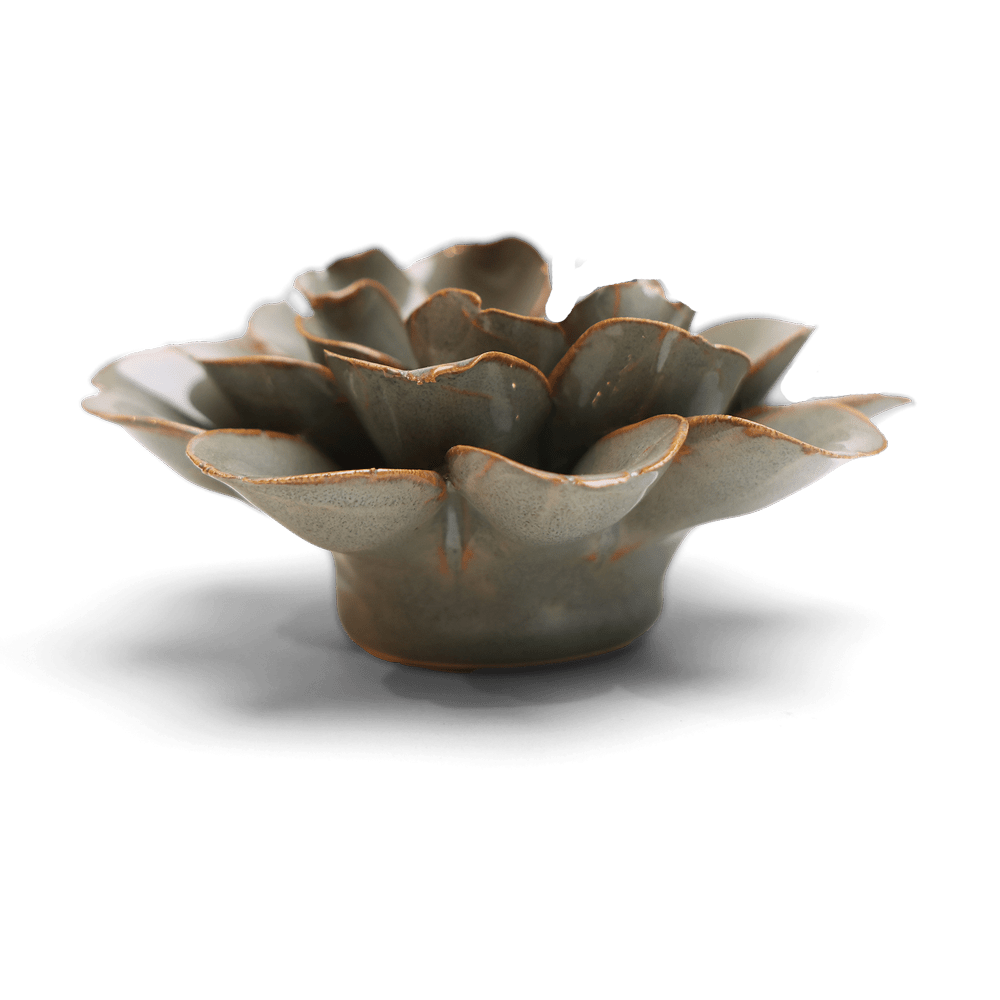 Japan Ceramic Flower Green Grey Hibiscus - Chive UK