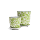 Liberte Porcelain Pot And Saucer Set With Drainage - Chive UK