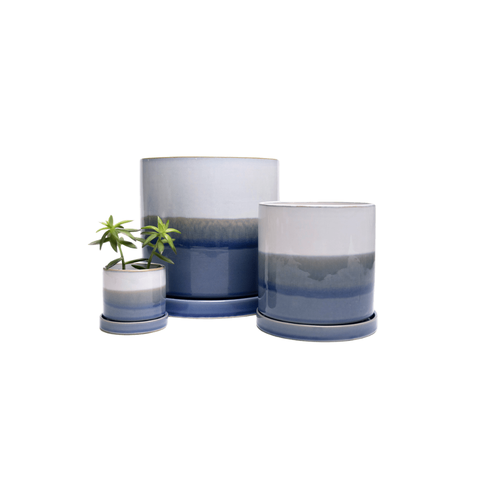 Minute Ceramic Pot And Saucer Set With Drainage - Chive UK